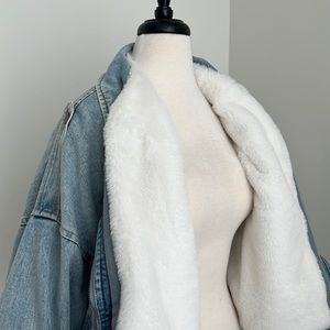 Jean jacket, comes with removable fur lining inside.